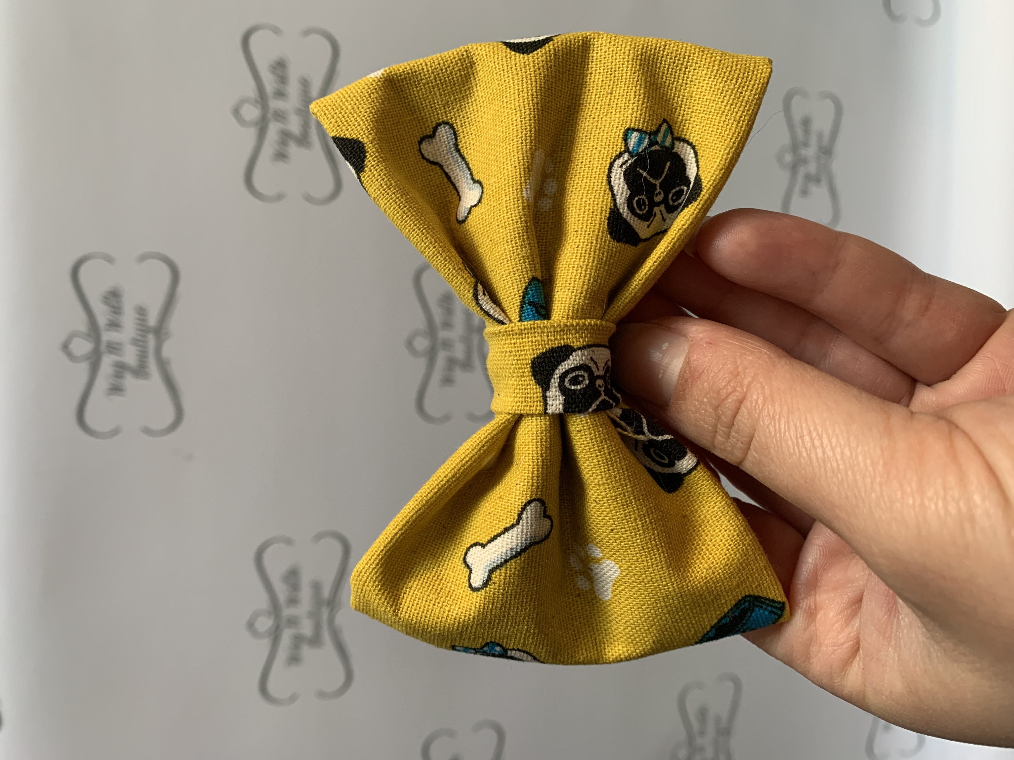 Mustard Pug Bow Tie