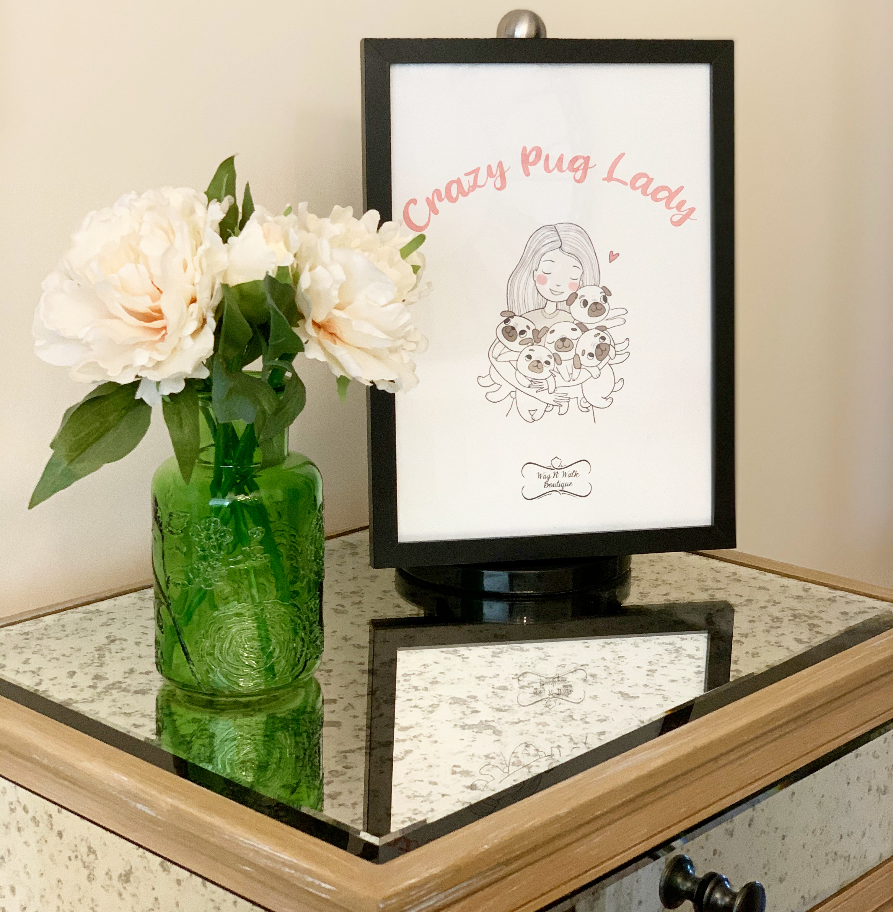 Crazy Pug Lady Print